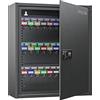 Uniclife Armadietto per Chiavi a 60 Posizioni con Combinazione Azzerabile e Serratura a Chiave Scatola di Sicurezza Digitale Nera con Rack Regolabili Etichette Portachiavi Colorate e Ganci