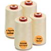 New brothread - 28 Opzioni - 4 Grandi Bobina di 5000M per tutti gli usi Filo da Cucito in Poliestere 40S/2 (Tex27) per Cucito, Quilting, Patchwork, Serger e Overlock - Ivory White