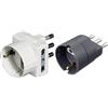 BTicino S3611D Adattatore Tris con Spina, 2P+T, 16A per 1 Presa Tedesca e 2 Prese Bipasso, 1500 W, 250 V, Bianco & S3624GE Adattatore per Spina Tedesca, Grigio (Antracite), 16A