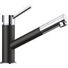 Blanco Kano-S 526174 Kano-S Rubinetto per lavello da cucina con beccuccio estraibile Kano-S-nero/cromo-526174, Silgranite Black/Chrome, Hochdruck