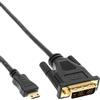 InLine 22100 Cavo HDMI Mini C Maschio a DVI 18+1 Maschio, 0.5M, Contatti Dorati Nero