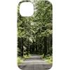 Road and Travel Studio Custodia per iPhone 14 Plus Vista panoramica della natura degli alberi alti della strada della foresta