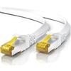 CSL-Computer CSL - Cavo di rete CAT 7 da 5 m, piatto e sottile, per 10 Gigabit ad alta velocità, cavo Internet, cavo a nastro, cavo di posa - 10 Gbps Cat.7 RJ45 cavo per switch router modem PC, 5 m, bianco