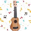 Yoihuqi Mini chitarra, chitarra per asilo, giocattolo in plastica, ukulele per chitarra, giocattolo, ukulele per bambini, con 4 lati regolabili, per bambini (38 cm/marrone chiaro)