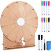 PORFOYO Grande set di ruote della fortuna da 30 cm, con supporto e pennarello, ruota della fortuna per fai da te, ruota della fortuna in legno, gioco cancellabile, per feste, scuola, giochi (colore legno)