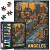 TISHIRON Puzzle per adulti, 1000 pezzi, motivo: città di Los Angeles, panorama urbano, centro città, paesaggio, tema, decorazione per la casa, 70 x 50 cm