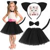 ACWOO Gatto Cosplay Set, Kit di 5 Pezzi costume da gatto bambina Tutu Gonna con Cerchietti Gatto Orecchie Adesivi Coda Papillon, per Halloween, Festa di Compleanno Costume, Carnevale Cosplay Party