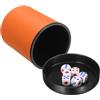 QUARKZMAN Bicchiere Per Dadi Professionale, Bicchieri Agitatori In Pelle PU Con Coperchio Include 6 Dadi A Punti Per Feste In Bar Giochi Da Tavolo, Arancione