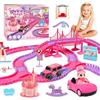 ROCKY&CHAO Autennbahn da corsa giocattolo per bambini, 248 pezzi, con bambola, traccia flessibile, giocattolo autostrada a partire da 3 4 5 6 anni, regalo per bambini, rosa