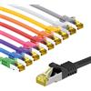 Goobay Cavo patch RJ45 CAT 6A S/FTP (PiMF), 500 MHz con cavo grezzo CAT 7, 1 m, set in 10 colori, 1 m, blu-giallo - guaina del cavo senza alogeni LSZH, connettore RJ45 (CAT 6A), CU