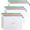 ASelected 15 cartelle portadocumenti A3 Mesh tasca porta documenti con cerniera per file carta da viaggio borsa da trucco (5 colori)