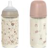 Suavinex Confezione 2 Biberon Vetro 240ml, Rosa Beige, Neonati +3 Mesi