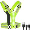NINEFO Bretelle Catarifrangenti, Gilet Catarifrangente Alta Visibilita, Gilet Riflettente LED Regolabile, Gilet Sicurezza con 2 Braccialetto Riflettente, per Moto Corsa Ciclismo Jogging (NF017AGGL)