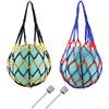 REBECASKYENS 2 Pezzi Borsa Rete Palloni con 4 Aghi Pompa,Borsa Porta Rete Calcio Portatile,Borsa a Rete Sportiva Pallone, Sacchi Rete Palloni, Rete Portatile Nylon,per Basket,Pallavolo