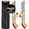 Bandito FunHockey Set di racchette con palline e borsa per bambini, Floorball Stick, per giardino, hockey su strada, per mancini, 4 palline, 4 racchette, 1 borsa