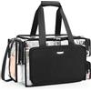 Relavel Borsa da trucco trasparente XXL - Set cosmetico professionale per truccatori e parrucchieri, organizer da viaggio con scomparti regolabili, borsa trasparente per la spiaggia e gli articoli da