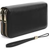 SENDEFN Portafoglio Donna Grande, Portamonete RFID con Doppia Cerniera, Porta Carte in Pelle Vegana, Borsellino Donna con Wristlet Rimovibile e 36 Scomparti per Carte