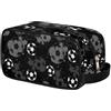 Ackutea Beauty case da viaggio per ragazzi e bambini, impermeabile, da appendere, per uomini, borsa da barba con grande capacità per bagno, sport, doccia, Calcio bianco e nero, Bagagli per bambini