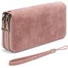 SENDEFN Portafoglio Donna Grande, Portamonete RFID con Doppia Cerniera, Porta Carte in Pelle Vegana, Borsellino Donna con Wristlet Rimovibile e 36 Scomparti per Carte