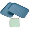 PATIKIL 24x17.5cm Vassoio Plastica, 2Pz Piatti Rettangolari Piccoli Vassoi da Portata Decorativo Vassoio con Panno Riutilizzabili Alimenti Grano per Dessert Frutta Torte,Blu Scuro