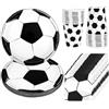 CSYY 52 Pezzi Forniture per Decorazioni Compleanno Calcio, 16 Ospiti Tema Calcio Stoviglie per Feste Addobbi Compleanno Bambino Include Piatti Tazze Tovaglioli Decorazioni