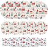 HNH Set di Piatti e Tovaglioli di carta per Natale | Villaggio di Natale | Piatti da dessert 18cm, Piatti di carta 23cm con 33cm Tovaglioli di carta per feste Set di stoviglie usa e getta 16 persone