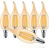 ProCrus C35 E14 Lampada LED,Candela Vintage 4W,Bianco Caldo 2700K,Lampadina LED 4W Sostituisce 40 Watt,400LM,Non Dimmerabile,Ambra,Confezione da 6
