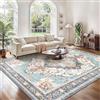 GENIMO - Tappeto Vintage 200x290cm - Antiscivolo, Resistente, Facile da Pulire - Per Soggiorno, Sala da Pranzo, Corridoio - Blu-verde