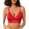 Avidlove Reggiseno in Pizzo da Donna Sexy per Tutti i Giorni Senza Ferretto Bralette in Rete Bustier con Scollo a V Reggiseno Minimizzatore Nero L