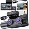 Frvesroe Dash Cam Auto 3 Canali, 4K UHD Anteriore + Full HD Posteriore + Interno, Dashcam con Sorveglianza Parcheggio 24h, WiFi 6 e GPS, Visione Notturna HDR/WDR, Dashcam con scheda 64GB (V1)
