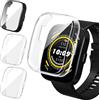 iVoler 3 Pezzi HD Clear Cover con Pellicola Protettiva per Amazfit Bip 5, Copertura Completa Custodia Anti-Graffio Ultra Sottile Morbida TPU Case, 2 Trasparente + 1 Nero
