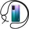 ISOI La Custodia Trasparente per Cellulare per OPPO A54 5G/OPPO A74 5G con Cordino può Essere trasportata Casualmente Come Una Borsetta o Una Tracolla Quando esci - Nero