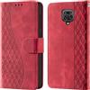 CaseGla Cover per Xiaomi Redmi Note 9 Pro PU Pelle Custodia Flip Rojo