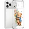 Guxira Cover Protettiva per iPhone 17 Pro Max, Carino Antiurto Trasparente Silicone Custodia Floreale Design Cover Antipolvere Protettiva Case - Orso
