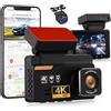 GOHHDL 4K+1080P Dash Cam per Auto Anteriore e Posteriore, Schermo IPS da 3 Pollici, WiFi e GPS Integrati a 5 GHz, ADAS, Sensore G, Visione Notturna, Grandangolo 150°+120°, Registrazione in loop