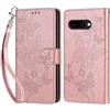 KENHONER Compatibile Cover con Google Pixel 9A,Premium Pelle PU Portafoglio Flip Libro Custodia Cover per Google Pixel 9A [Protezione Completa] (Oro rosa Farfalla)