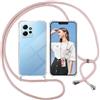 ISOI Cover con Cordino per Xiaomi Redmi Note 12 4G, Custodia Trasparente con Collana Tracolla Laccio Collo Ultra Sottile Morbido TPU Silicone Antiurto AntiGraffio Antiscivolo Case, Rosa