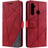 SONWO Cover per Realme 5 PRO/Realme Q, Flip Caso in PU Pelle Case Cover Portafoglio Custodia per Realme 5 PRO/Realme Q, [Kickstand] [Slot per Schede], Rosso
