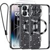 Kokio Magnetica per iPhone 14 Pro Max Cover Glitter,Con 2 * Vetro Temperato e 1* Cordini,Compatibile con MagSafe,Glitterata Custodia per Womem Girl,Con Protezione dell Obiettivo Fotocamera,Nero