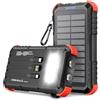SolarTred Power Bank Solare da 26800 mAh, Power Bank USB C PD15W con 3 cavi, 5 Uscite 3 Ingressi, Caricabatterie Solare Impermeabile con Due Torce e Moschettone per il Campeggio