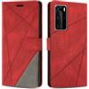 SONWO Cover per Huawei P40 PRO / P40 PRO Plus, Flip Caso in PU Pelle Case Cover Custodia con Slot per Schede e Supporto Stand per Huawei P40 PRO / P40 PRO Plus, Rosso