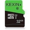 KEXIN Schede di Memoria MicroSDHC da 32GB, Velocità fino a 85 MB/sec Classe 10 UHS-1 Scheda MicroSD TF Scheda SD Card per Smartphone, Fotocamera, Sistema di Sicurezza (Nero Verde)