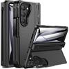 Doeshine Cover Per Samsung Galaxy Z Fold 5 con Supporto, Slot S-Pen Integrato (No S-Pen), [Protezione Cerniera & Pellicola Schermo], Custodia Rigida Robusta per Z Fold 5 Cover Pieghevole (Nero)