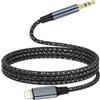 BLITEZZ Cavo Aux iPhone 1M,[Certificato MFi] Cavo Aux da Lightning a 3.5mm Maschio,Adattatore Lightning Jack Cuffie 3.5mm Audio Cable Compatibile Con iPhone 14/13/12/11/X/8/7 per Autoradio/Cuffie/Altoparlanti