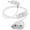 YINGAYOU Prolunga Elettrica Europea con Interruttore 2.5A 250V 625W 90 Gradi Cavo Prolunga Elettrica con Interruttore 2x0.75 mm², per Elettrodomestici, Lampada, TV (Bianco, 1.5 m)