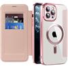 IMEIKONST Cover Magnetica per iPhone 11 Pro Max con Slot per Carte, [Compatibile con MagSafe] [Blocco RFID] Custodia Portafoglio Flip Antiurto Trasparente Case per iPhone 11 Pro Max. Rosa JDCX