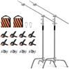 SOONPHO 2-Pack C Stand 100% Acciaio Inossidabile Heavy Duty Supporto a C Fotografia Light Stand C-Stand con 130cm braccio di supporto Kit,testa Grip,clip per Godox AD200 Pro SK400 Aputure(Argento)