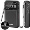 PRUNUS J-211 Radio Portatile FM/AM, Mini Radiolina Portatile Ricaricabile Supporta Batterie Sostituibili (AA), con Jack/Clip Posteriore, per Camminare, Correre, Pescare (Nero)