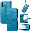 JIUNINE Custodia Protettiva per Samsung Galaxy A57 5G, Cover Libro PU Pelle Antiurto Portafoglio con Design Farfalle 3D, Slot per Carte, Supporto Stand Regolabile, Chiusura Magnetica, Blu
