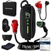 NRG CHARGE Cavo di ricarica tipo 2 con spina CEE [3 fasi, 7 m, 6-16 A] - stazione di ricarica da parete mobile e caricabatterie EV - ricarica rapida auto elettrica - compatibile con VW, Tesla, BMW